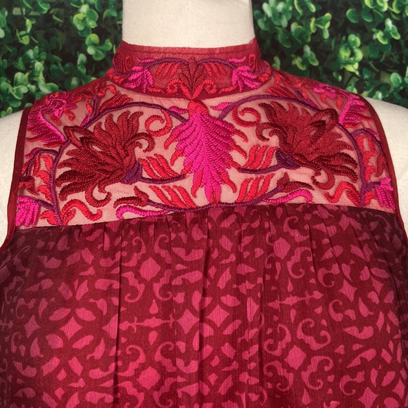 Anthropologie Niki Mahajan Amara Embroidered sheer Sleeveless Swing dress size 2 - Picture 7 of 12